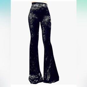 Velvet Black Bell Bottom Yoga Pants